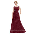 Starzz 2016 Billig Einfache ärmellose V zurück Lange Chiffon Wein Rot Prom Kleid ST000061-2